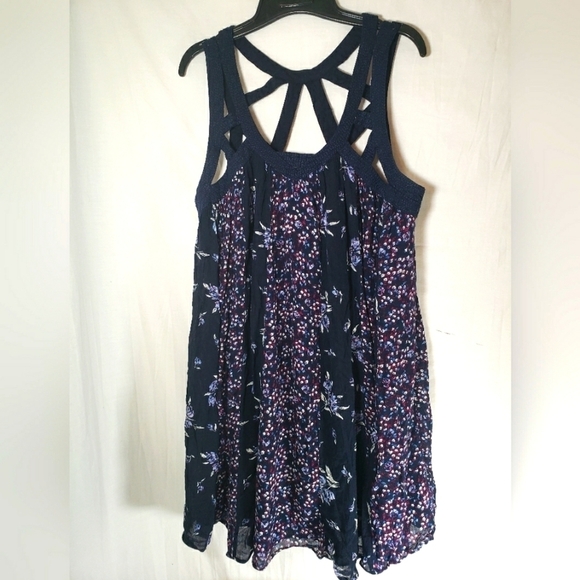 VNL Styleline Boho Navy Floral Dress Sz 1X - Picture 1 of 8